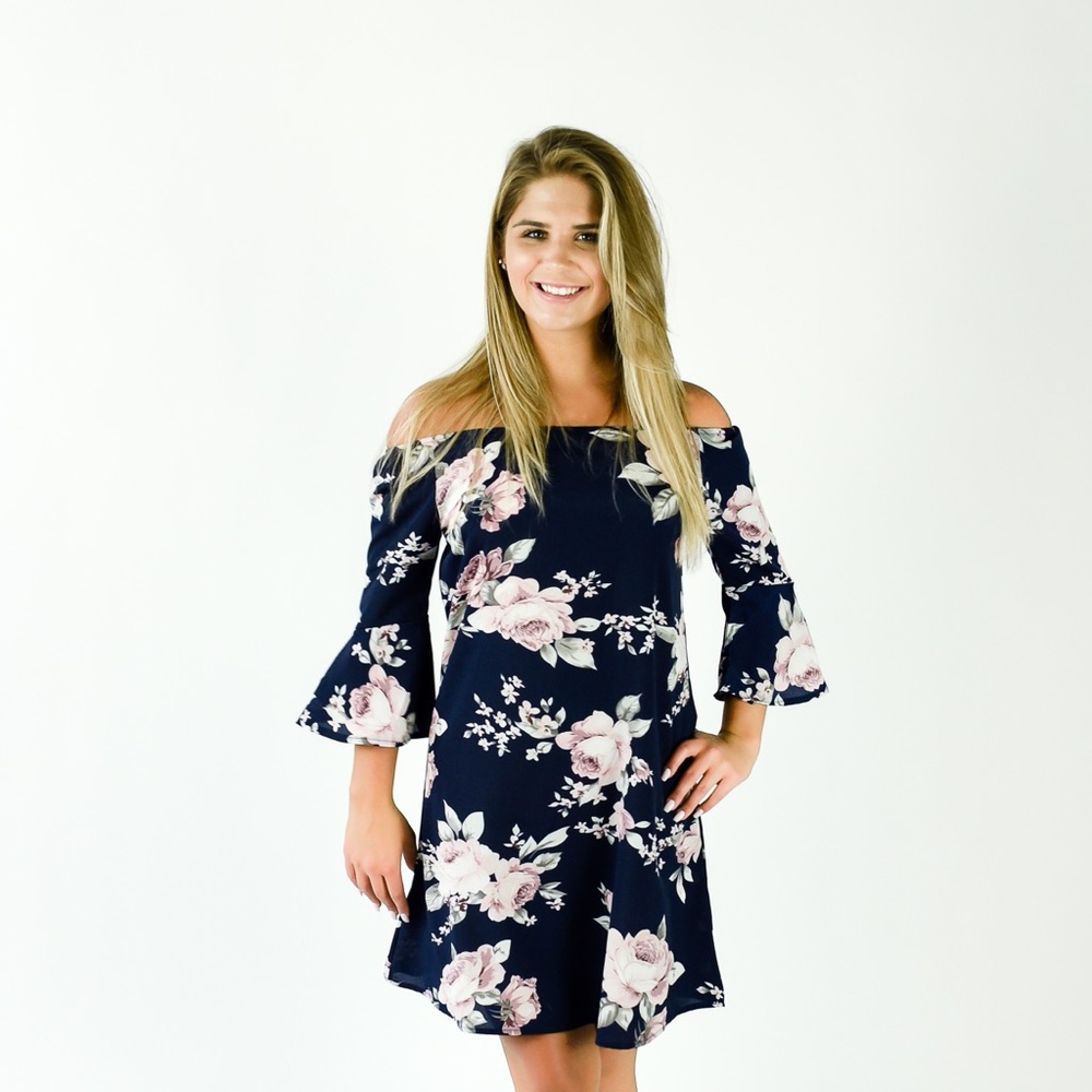 Sale! Navy Blue Floral Dress